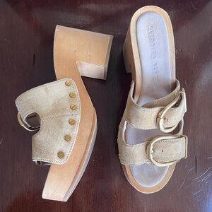 Veronica Beard Beige Suede Platform Sandals